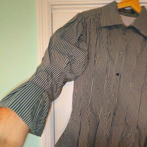 Puffy Sleeve Striped Fitted Shirt Blouse Size Large L Nilika Niki Spigel